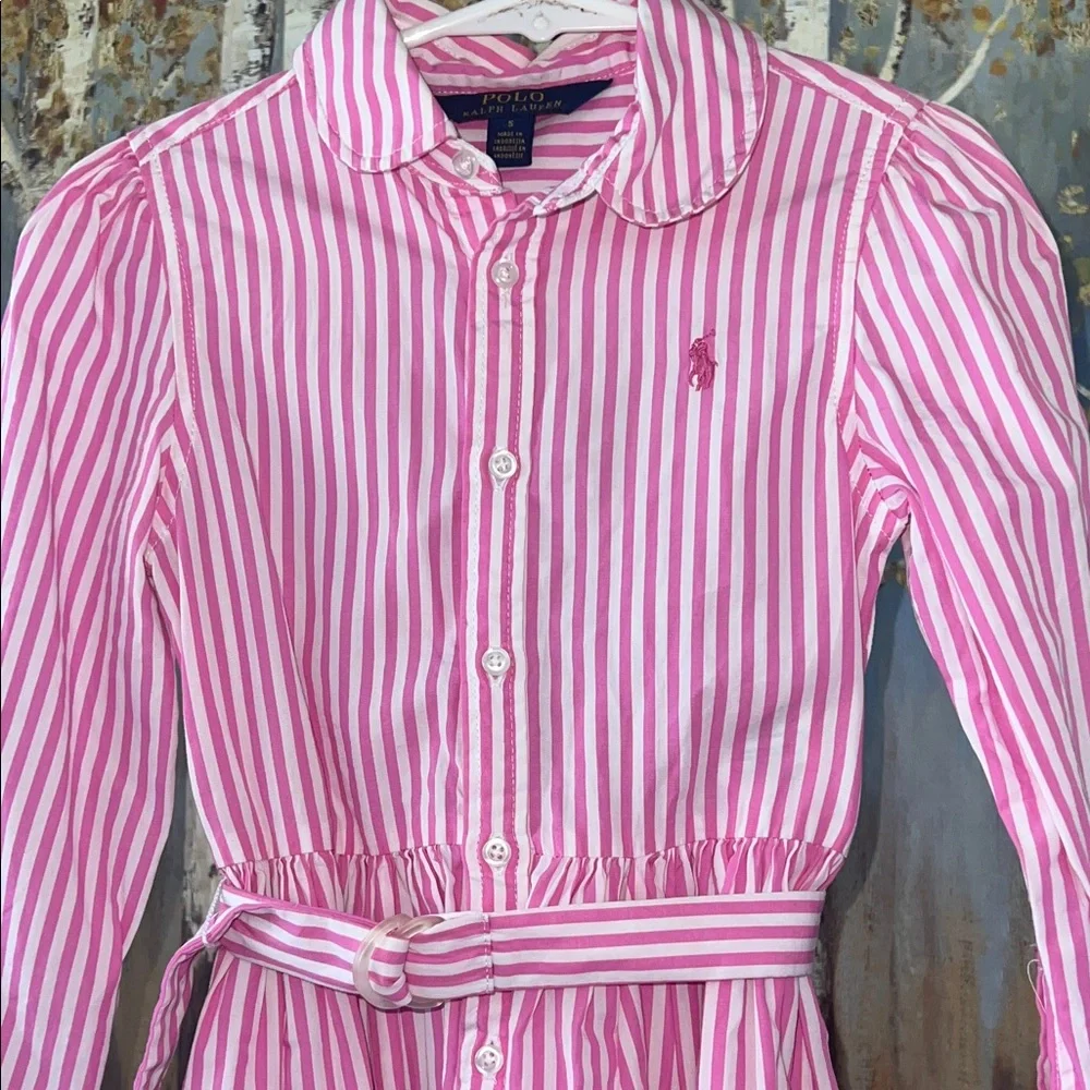 Polo Ralph Lauren Pink and White Striped Dress